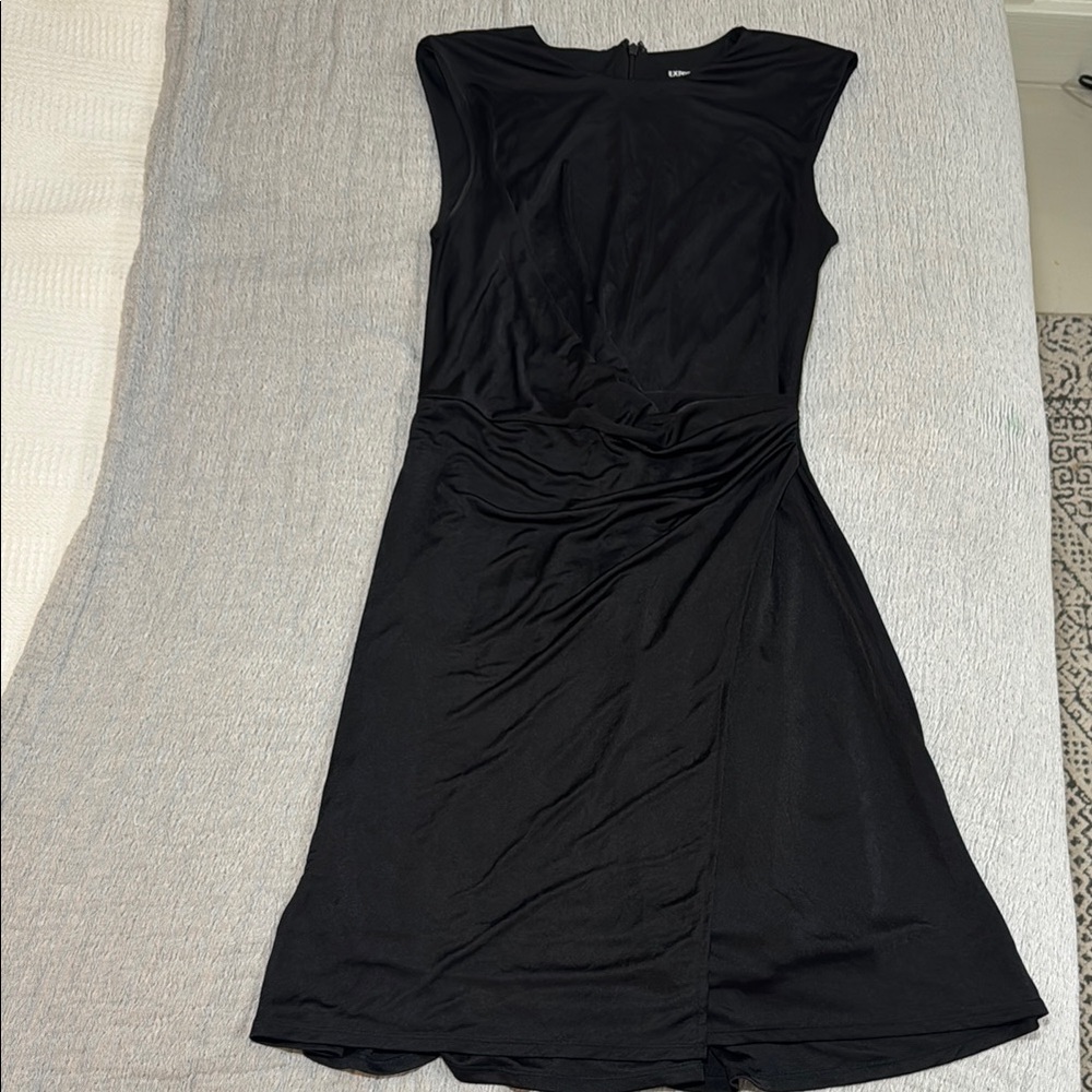 Express Black Ruched Sheath Midi Dress